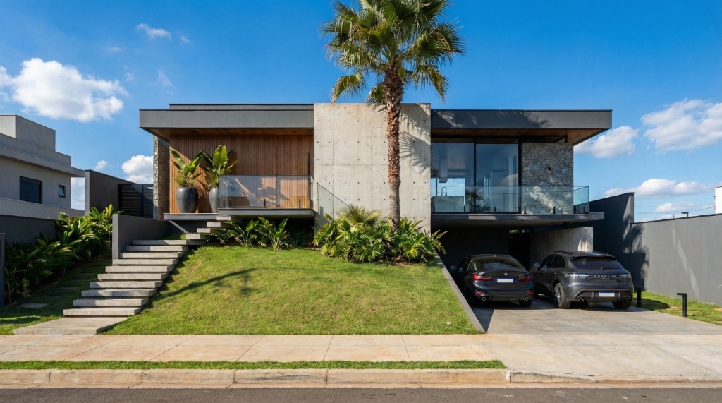 Fachada residencial contemporânea em Criciúma