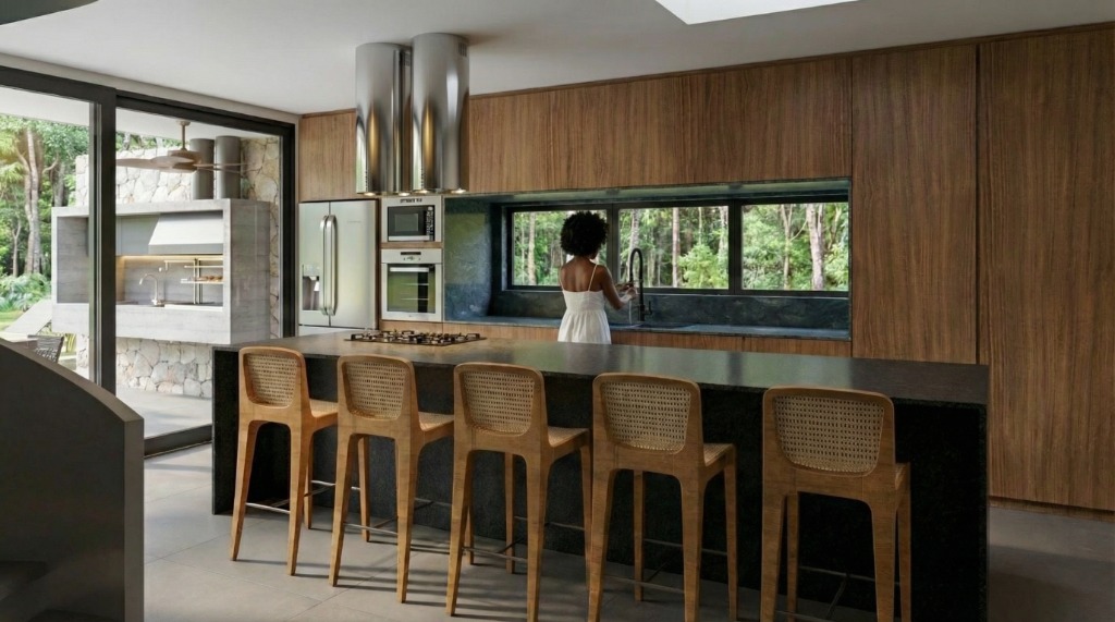 Projeto de interiores de cozinha residencial em Criciúma